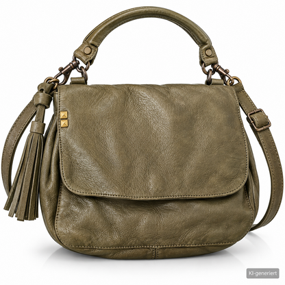 Desiderius Aemilia Ledertasche Olive Echtleder Umhängetasche Damen Vintage H2