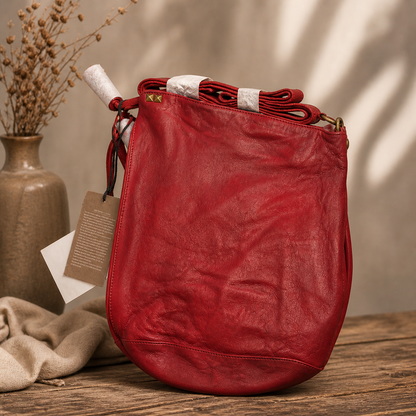 Desiderius Basic Maide Handtasche Rot Echtleder Damen Ledertasche Schulter H2