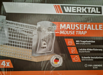 WERKTAL Lebendfalle Mäuse 4er Set Tierfreundliche Mausefalle Wiederverwendbar A2