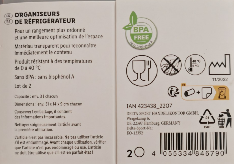 2x Ernesto Kühlschrank Organizer 3 Liter Kühlschrankbox Frischhaltedose  B5