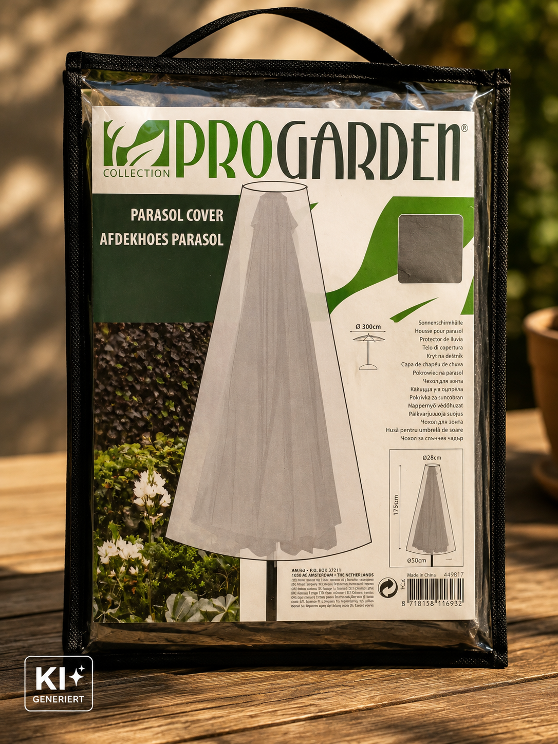 ProGarden Schirmabdeckung Ø300cm Sonnenschirm Schutzhülle Wetterfest Garten E5