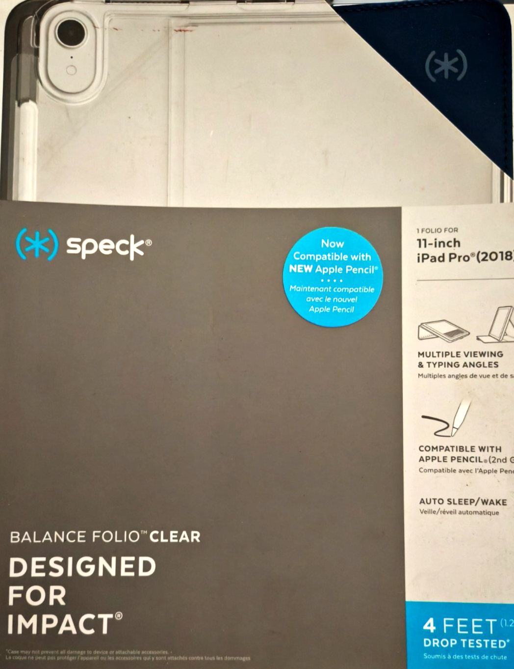 Speck Balance Folio Clear Hülle Apple iPad Pro 11" 2018 Case Blau Transparent A7