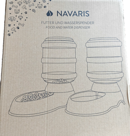 Navaris Futterspender Wasserspender 2x 3,8L Katze Hund Grau