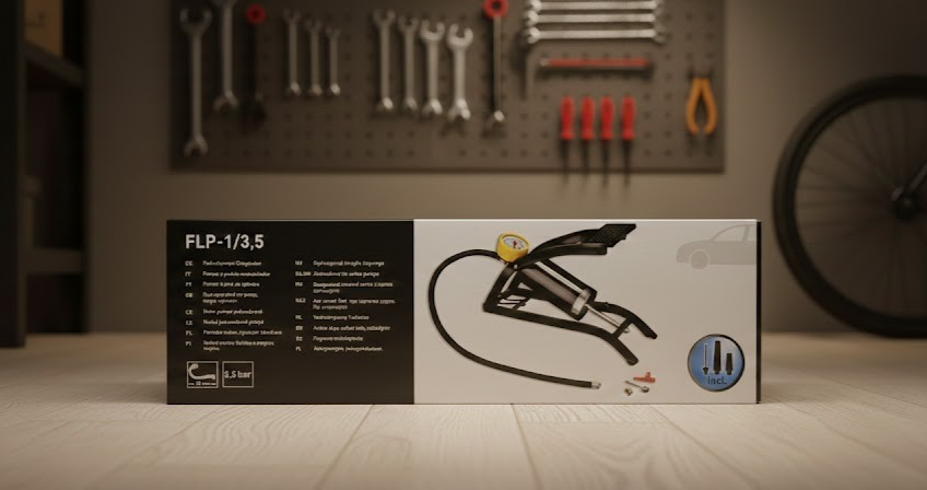Fußluftpumpe Einzylinder 3,5 Bar FLP-1/3,5 Fahrrad Luftpumpe