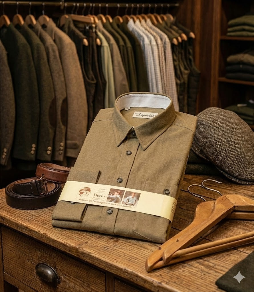 Imperial Derby Herren Jagdhemd Gr. 50 Khaki Langarm Dehnzonen Outdoor Hemd D2