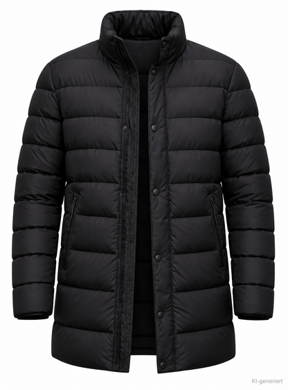 STRANDFEIN Menswear Herren Steppjacke Gr. 54 Schwarz Stehkragen Winterjacke