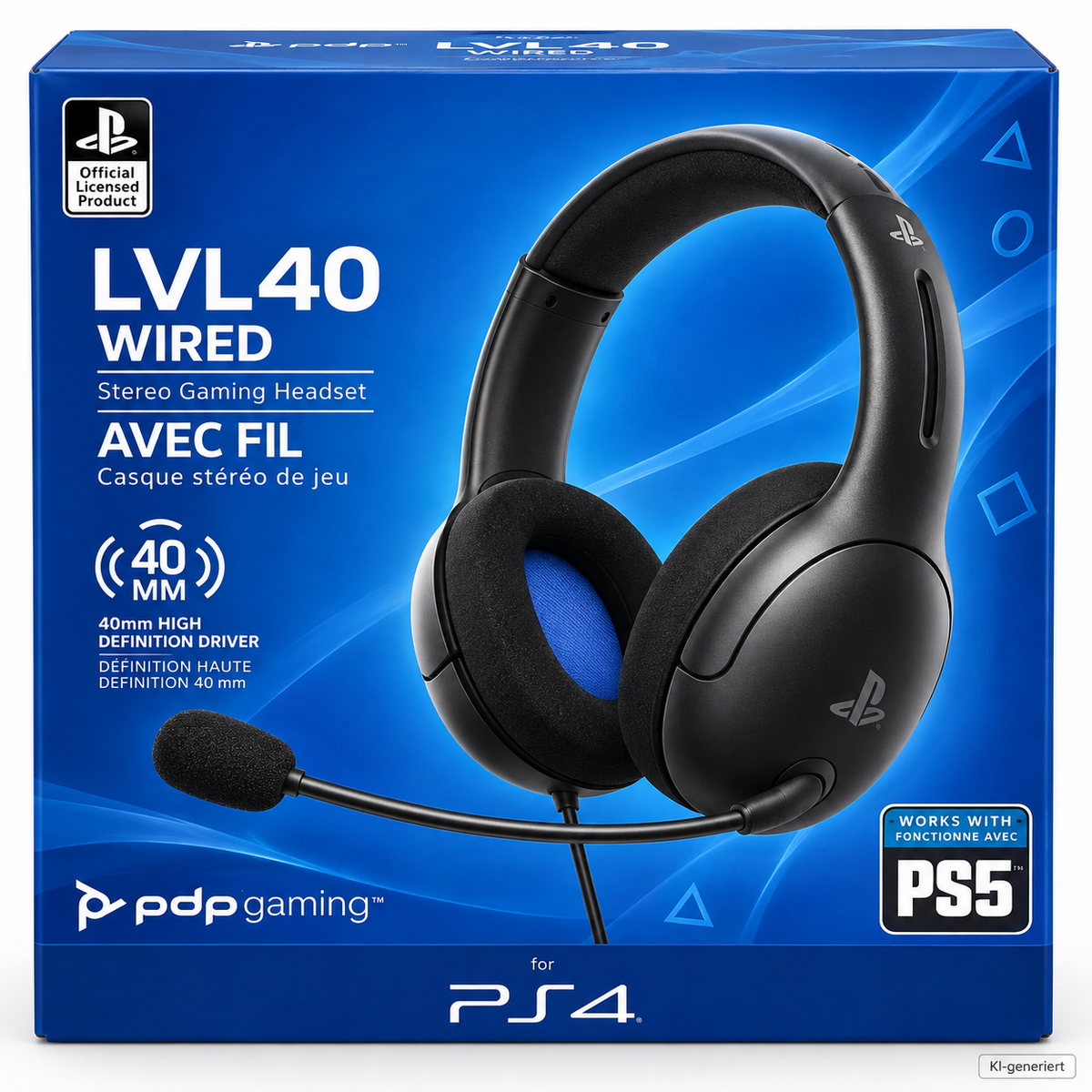 Headset PDP Gaming LVL40 Stereo Kopfhörer mit Mic für PS4 PS5 40MM A8