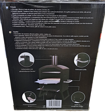 DMS® mobiler Outdoor Pizzaofen mit Pizzastein & Grillrost für Garten/Terrasse 🍕
