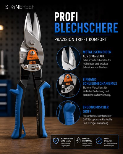 Blechschere gerader Schnitt Millimeterskala Metallschere Blechschneider