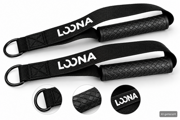 LOONA 2x Kabelzug Griffe Fitnessgriffe Zuggriffe D-Ring Krafttraining Schwarz E2