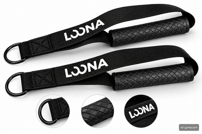 LOONA 2x Kabelzug Griffe Fitnessgriffe Zuggriffe D-Ring Krafttraining Schwarz E2