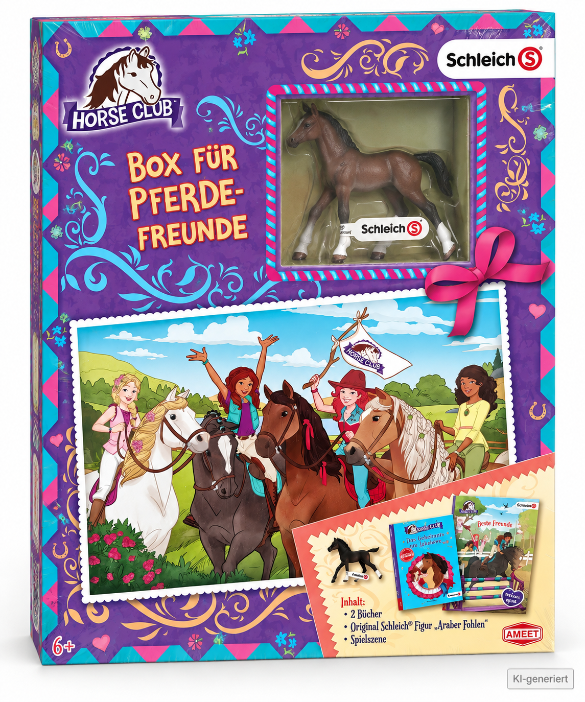 Schleich Horse Club Box für Pferdefreunde Araber Fohlen 2 Bücher AMEET D6