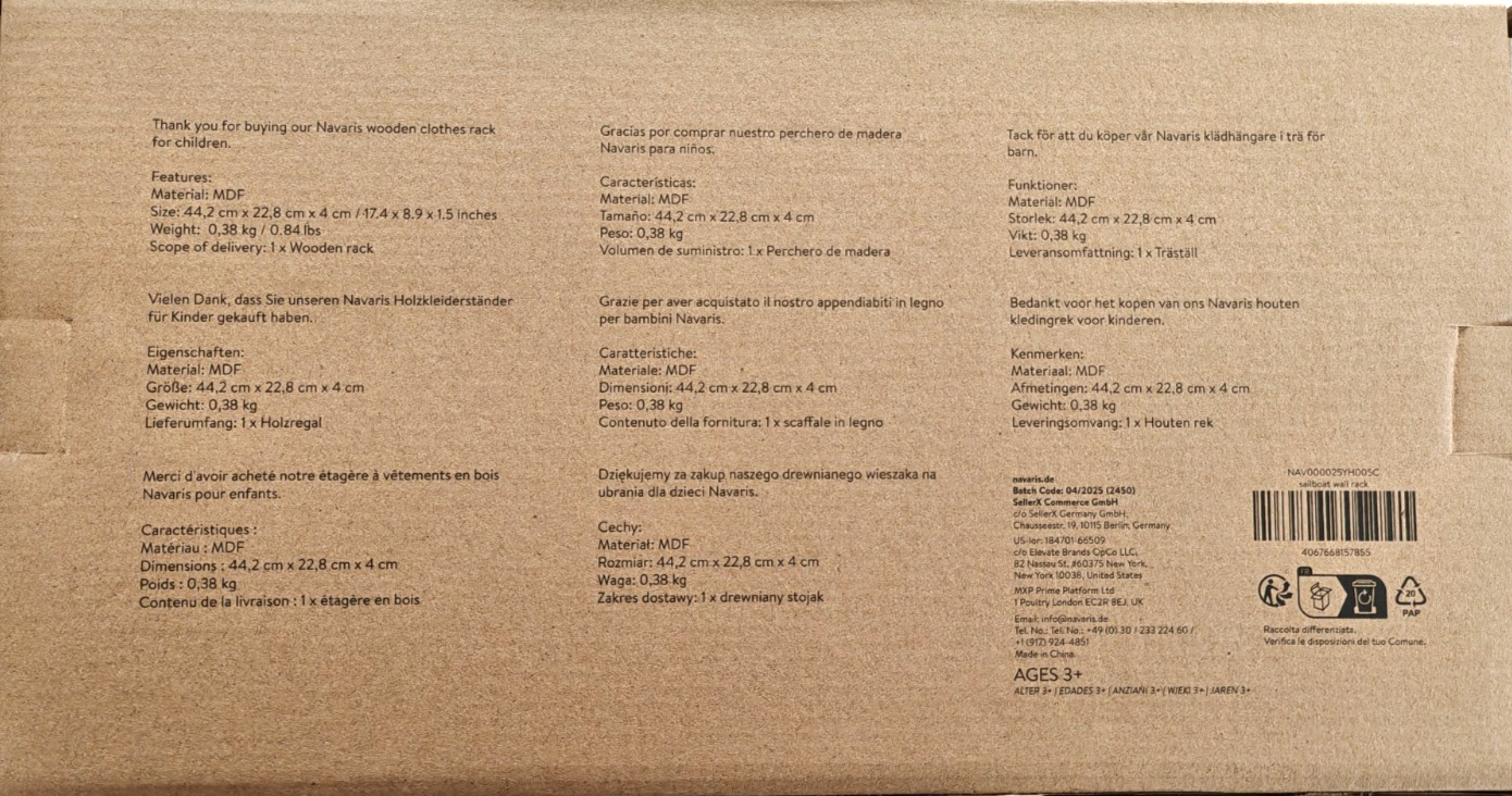 Navaris Kinder Wandgarderobe Holz Kleiderhaken Segelboot Leuchtturm Maritime B3