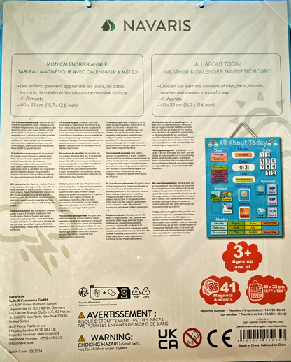 Navaris Magnetischer Kinderkalender All About Today Lernkalender Magnettafel D9