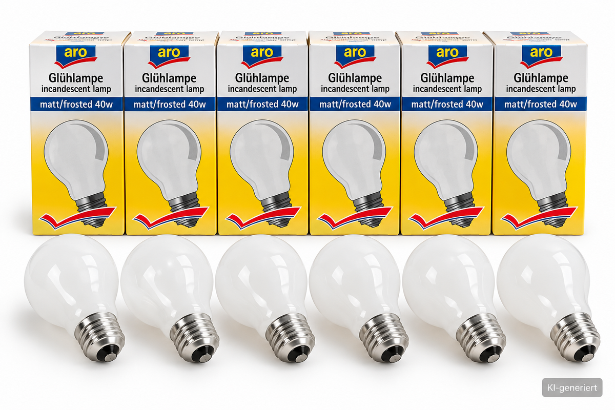 aro Glühlampen 6er Set 40W Matt E27 Glühbirnen Frosted Klassisch HA34