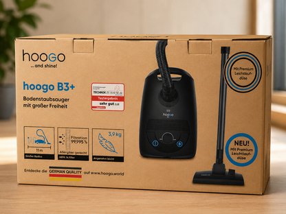 hoogo B3+ Staubsauger mit Beutel 850W HEPA Filter 11m leise 3L Beutel HO-A31