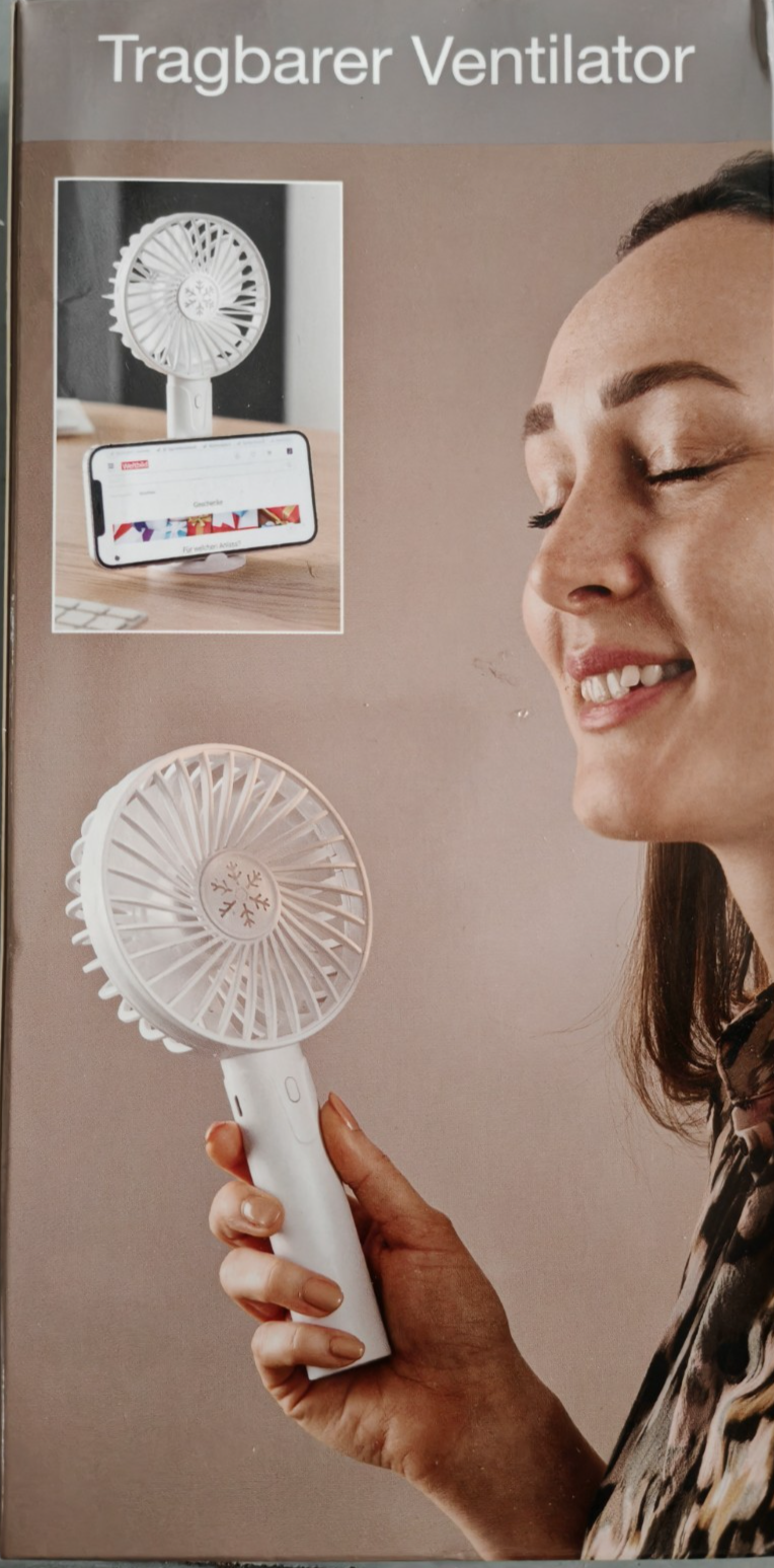 Weltbild Handventilator Tragbarer Ventilator Weiß mit Handyhalter USB C01