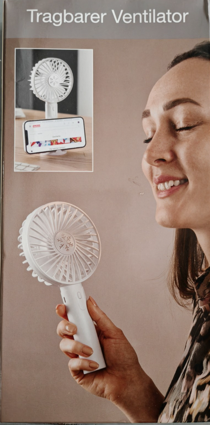 Weltbild Handventilator Tragbarer Ventilator Weiß mit Handyhalter USB C01