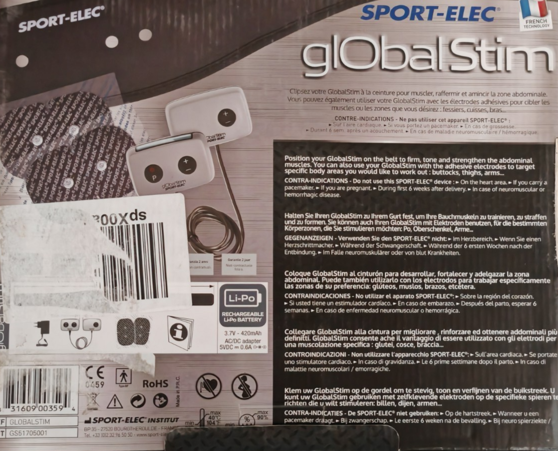 SPORT-ELEC GlobalStim EMS Elektrostimulator Muskelstimulator 8 Programme E2