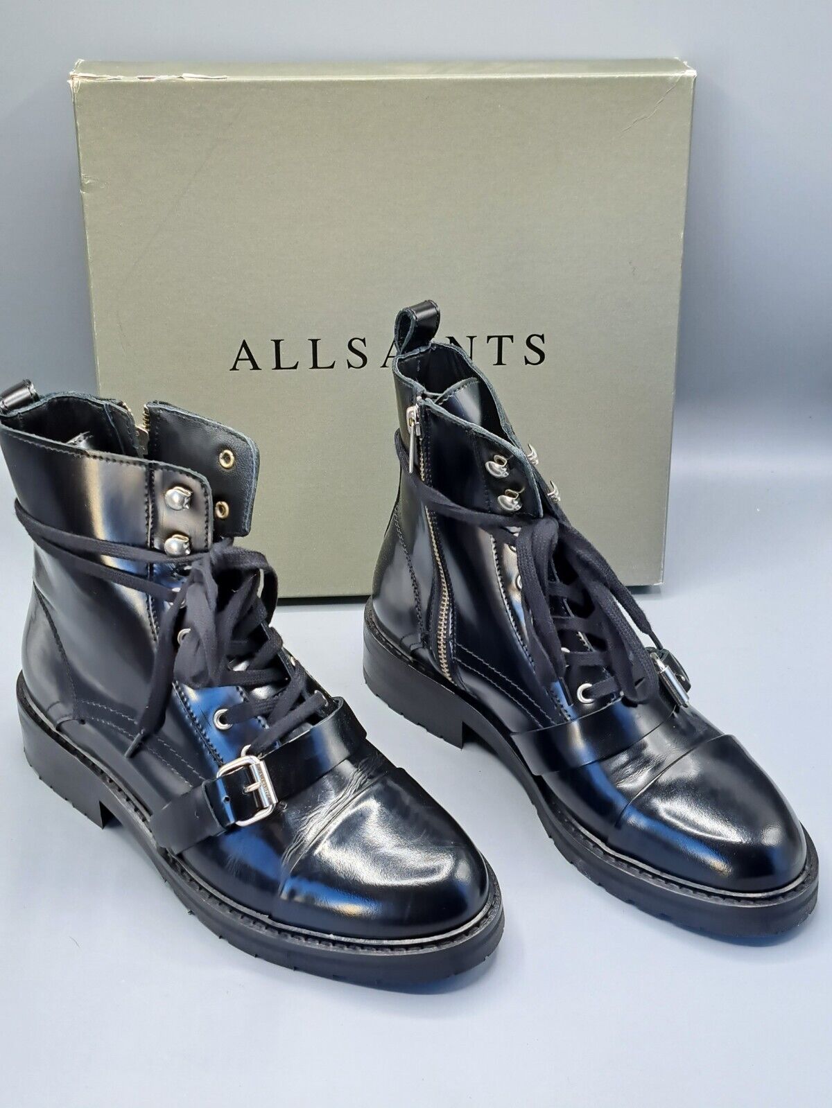 Allsaints Donita Zip Boot, Cow, Farbe Schwarz, Größe 39, Damen