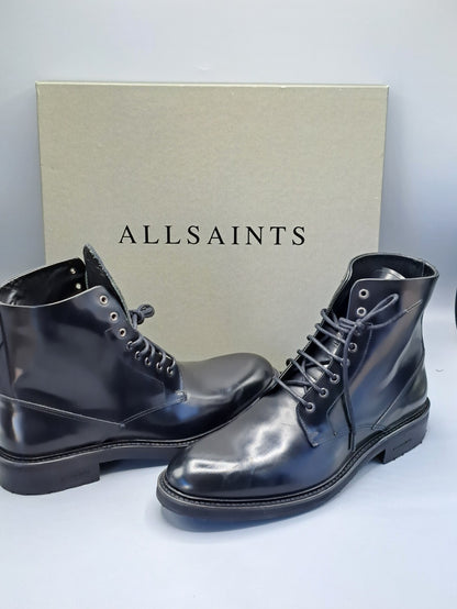 AllSaints Pollido Lace Up Boot Damen Leder Schwarz Gr. 42 Stiefeletten