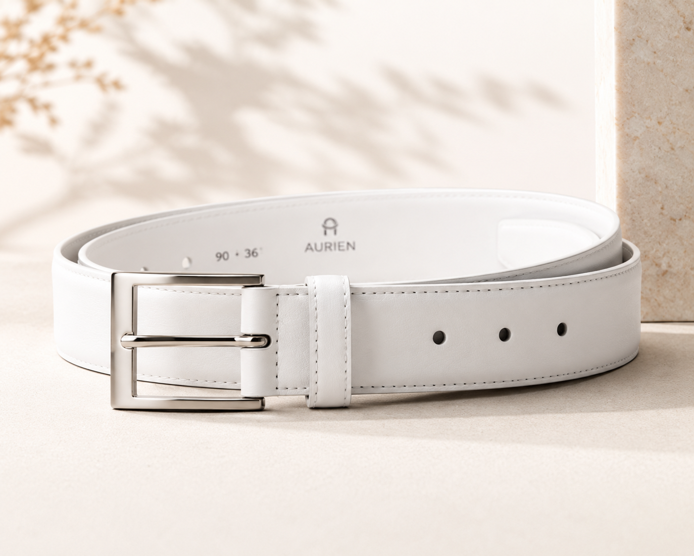 Aigner 125448 6A Damen Gürtel 75 cm Creme Leder Designer Gürtel
