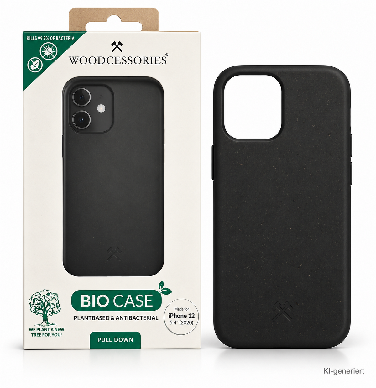 Woodcessories Bio Case iPhone 12 Mini 5,4" Schwarz Hülle Antibakteriell ECO45 A9