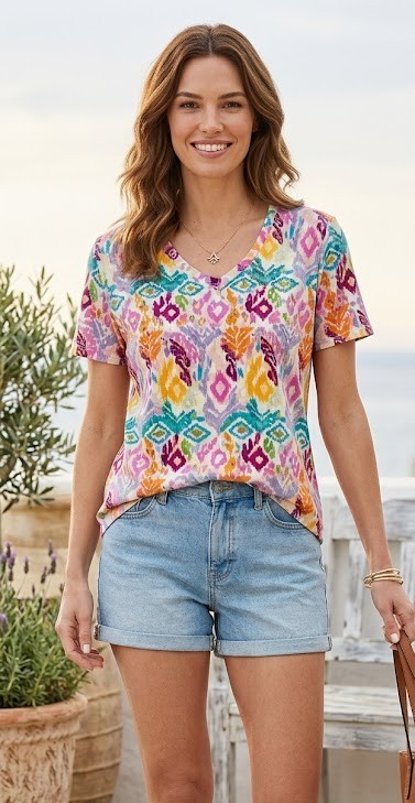 Souls By Eywasouls Shirt 1/2 Arm Bunt Gemustert Damen Gr 42