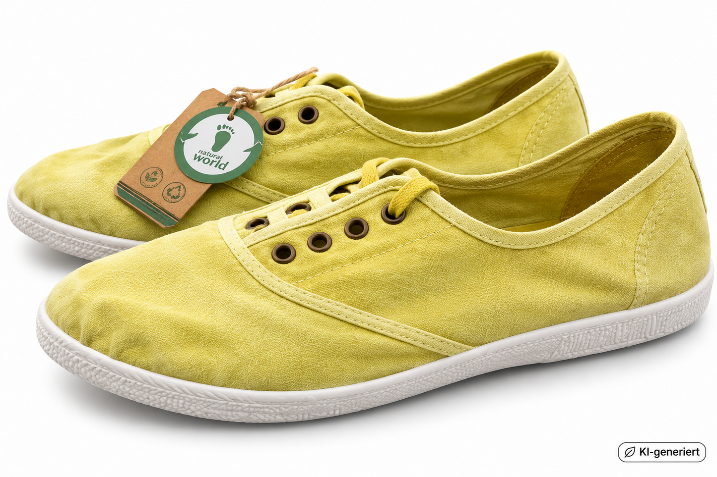 Natural World Eco Damen Sneaker Gr. 36 Gelb Zitrone Canvas Halbschuhe Nachhaltig