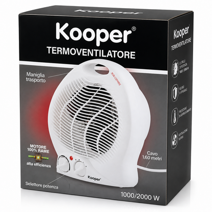 Kooper Heizlüfter 2000W Elektroheizer Thermostat 2 Heizstufen 1000/2000W  HA28