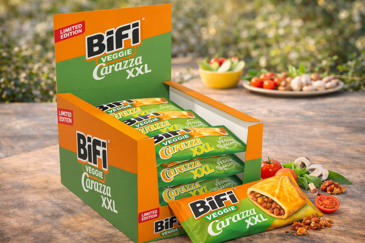 Veggie Carazza XXL 16x70g Pizza Snack Vegetarisch MHD 08/26