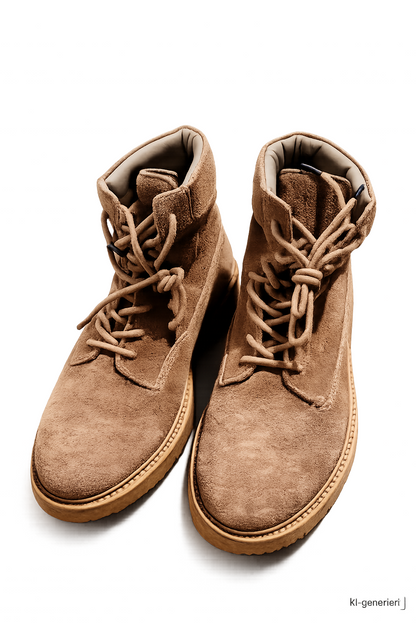 ALLSAINTS Kit Herren Boots Gr. 41 Taupe Wildleder Schnürstiefel Leder G1