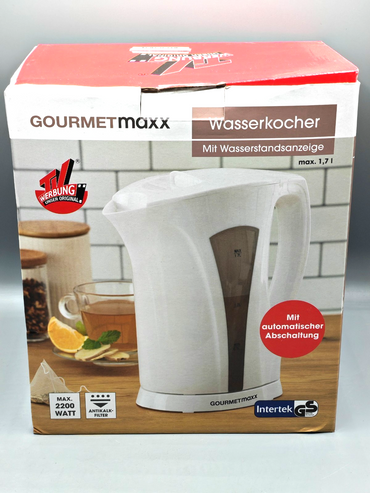 Gourmetmaxx Wasserkocher 1,7 L Weiß mit Wasserstandsanzeige Elektrogerät