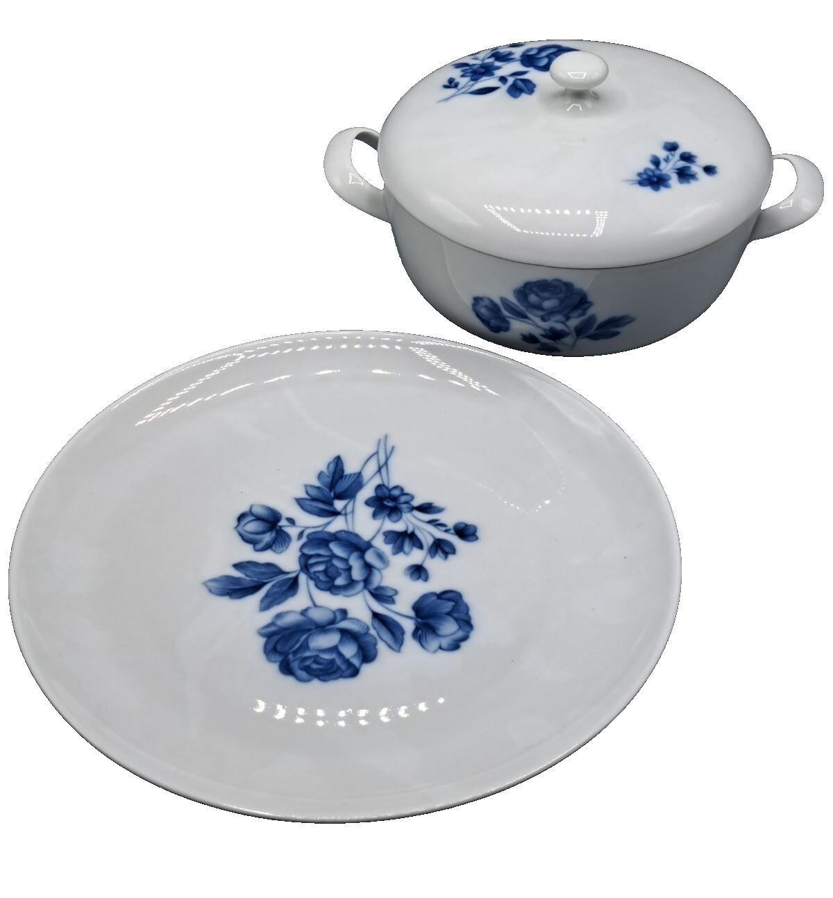 Arzberg Porzellan Kaffeeservice Blau Rosen Vintage Geschirr Set