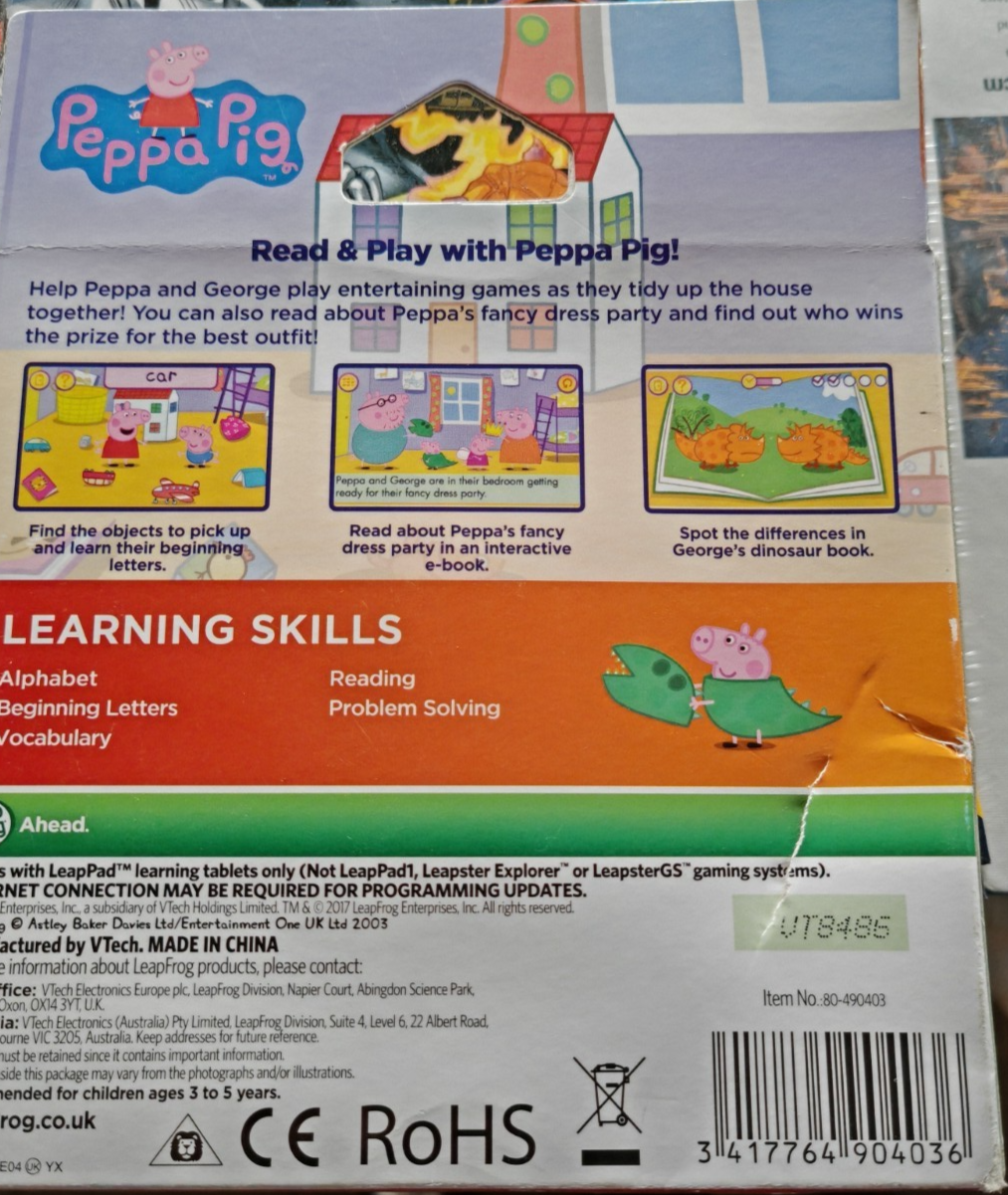 LeapFrog Peppa Pig Reading Lernspiel LeapPad Kinder 3-5 Jahre Englisch D6
