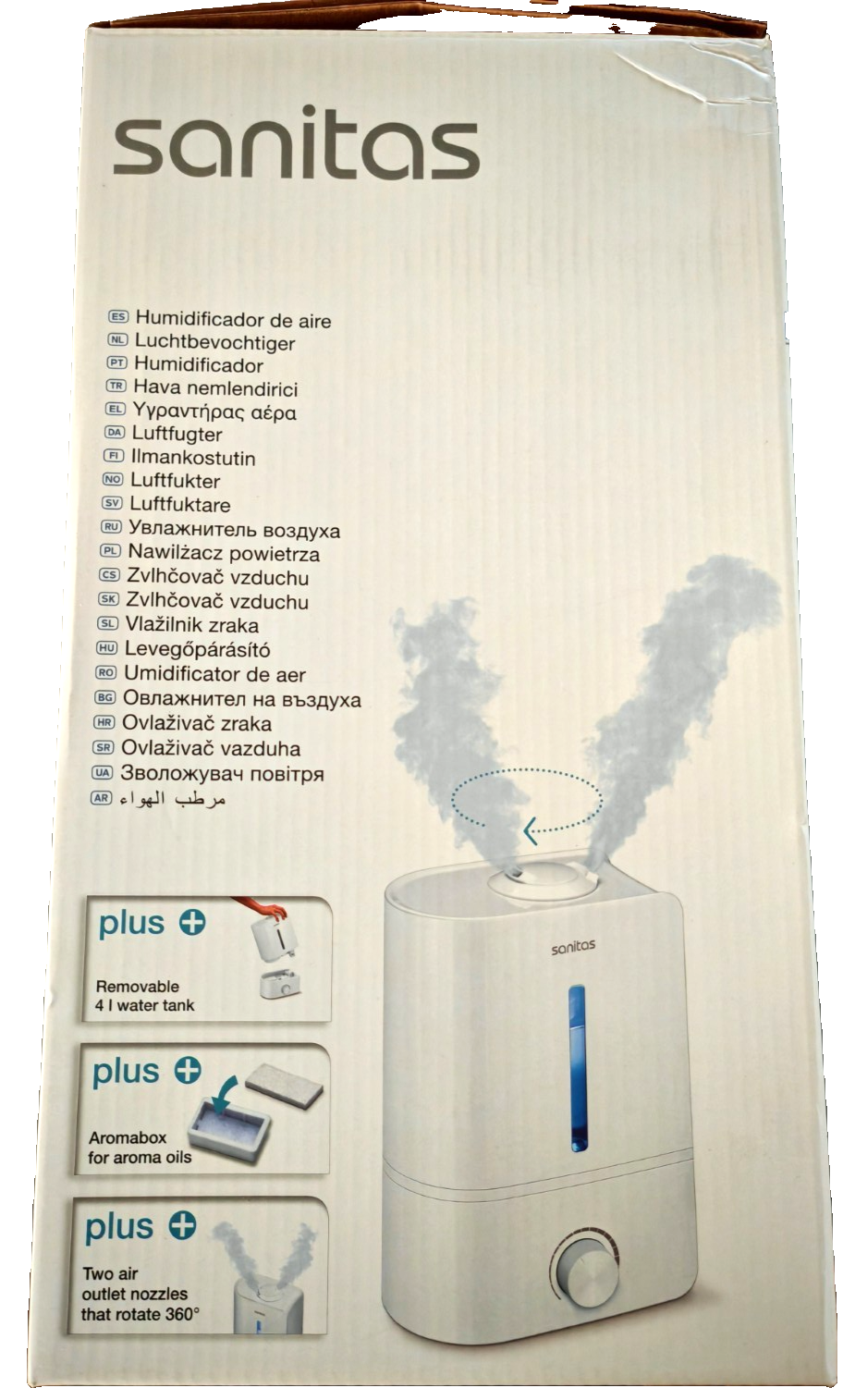 Sanitas SLB 40 Luftbefeuchter Ultraschall 4L 300ml/h Aroma bis 30m² 25W HA28