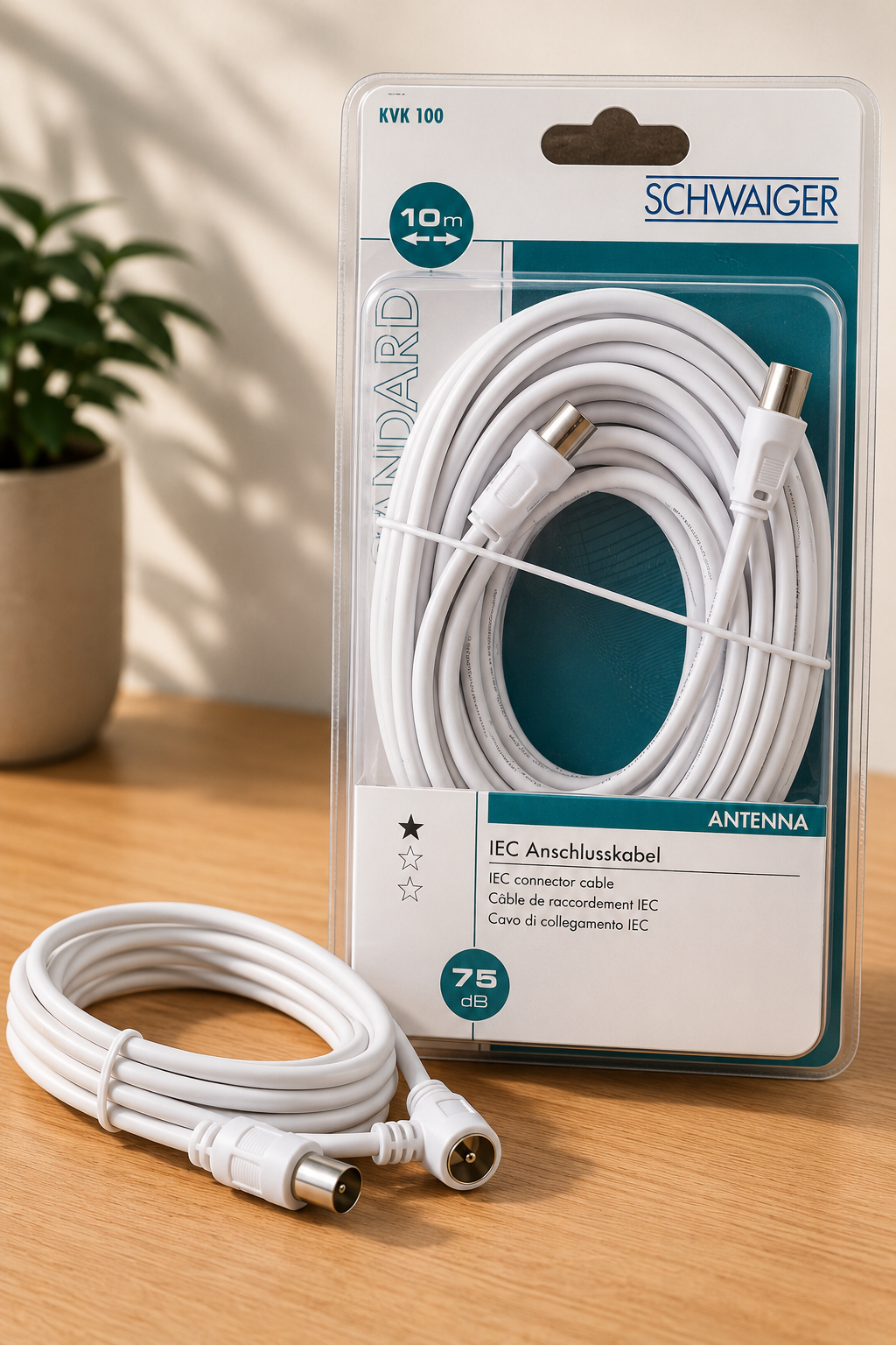 Schwaiger KVK100 IEC Anschlusskabel 10m 75dB Antennenkabel TV