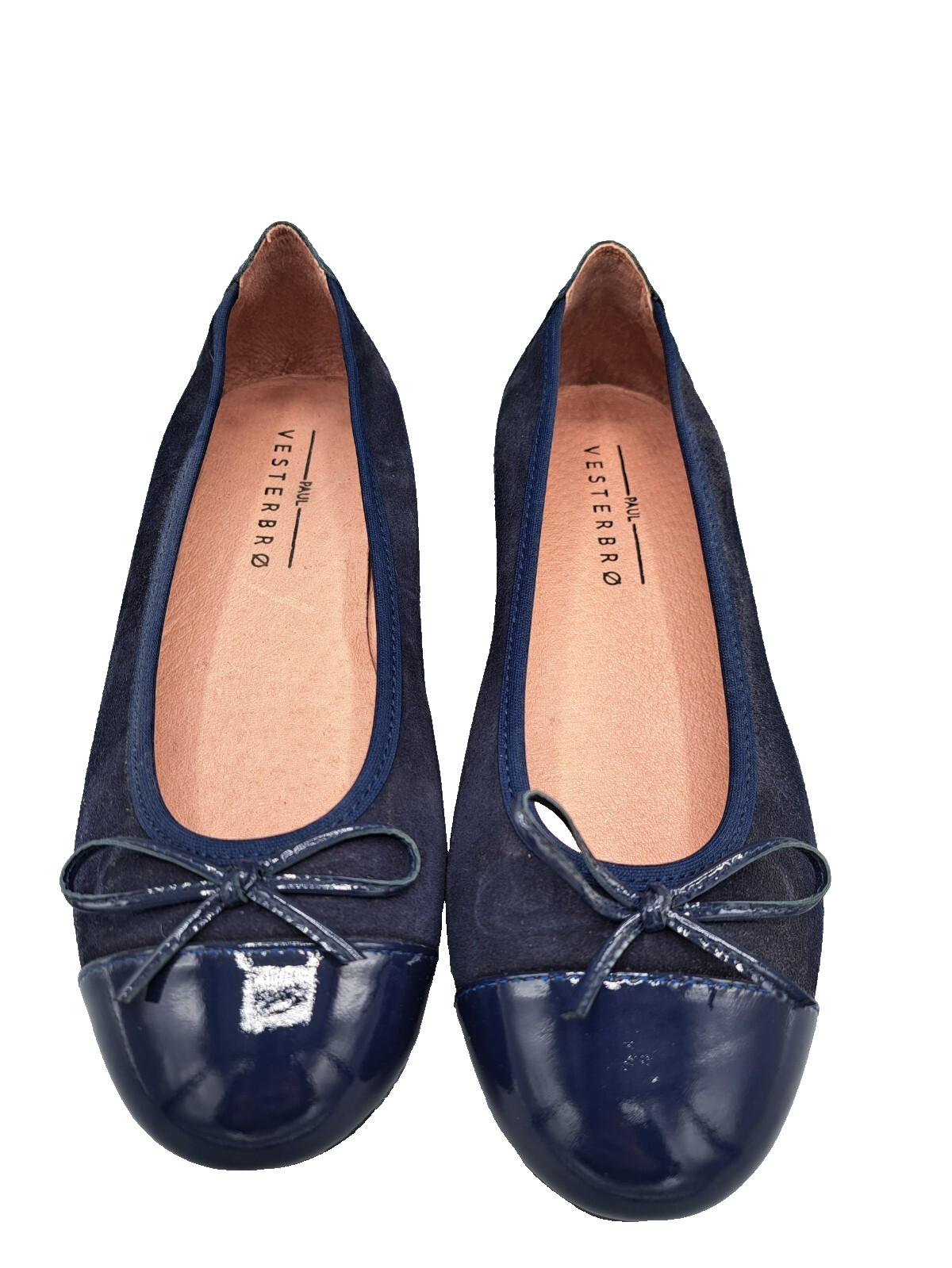 Paul Vesterbro Damen Ballerinas Gr. 37 Dunkelblau Lack Schleife Halbschuhe G