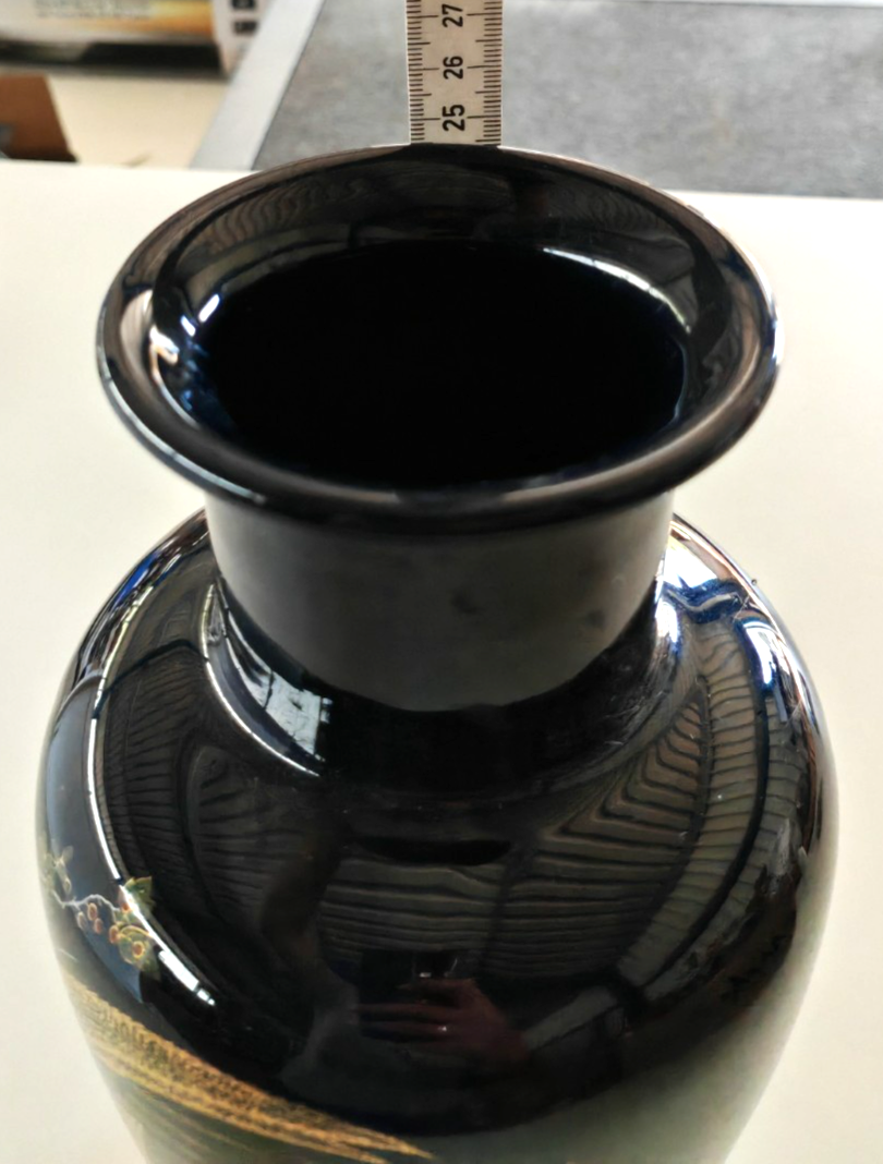 Decor Exclusiv Selection Qualite Vase Italien Schwarz Vogel Fasan Gold 25cm B4