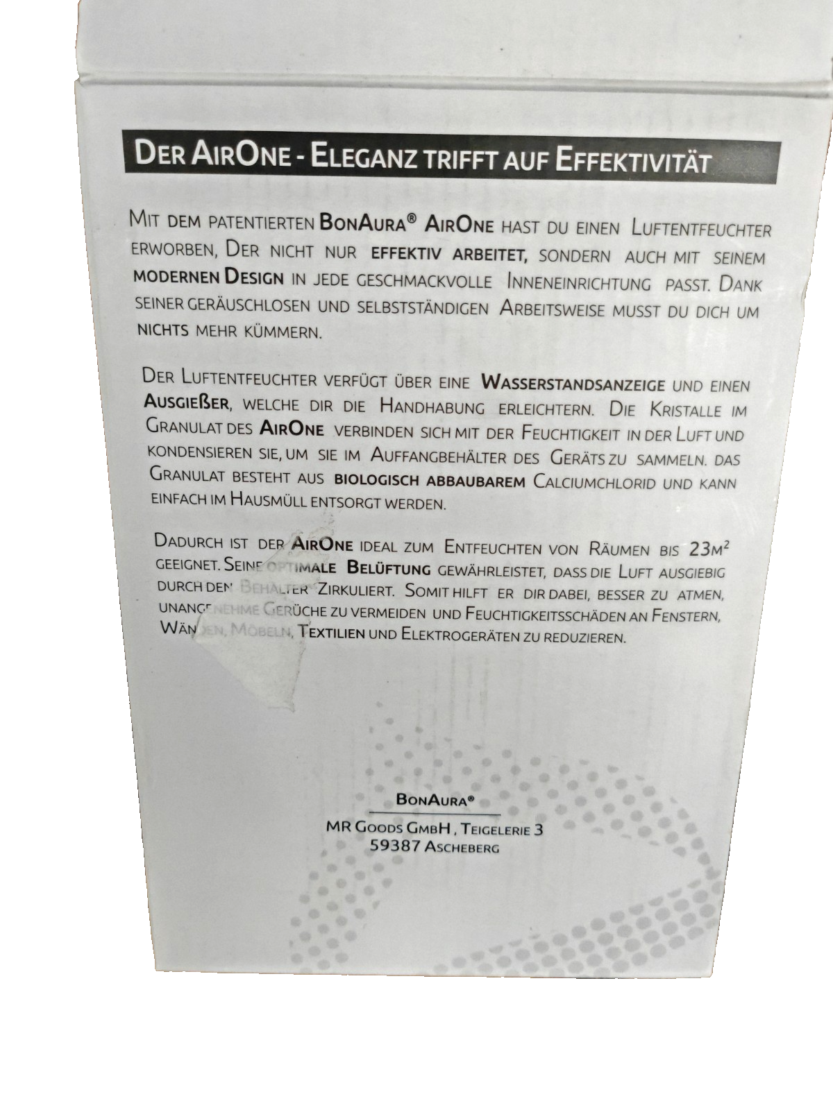 BonAura AirOne Luftentfeuchter 680g Granulat 23m² 1L ohne Strom Off White HA28