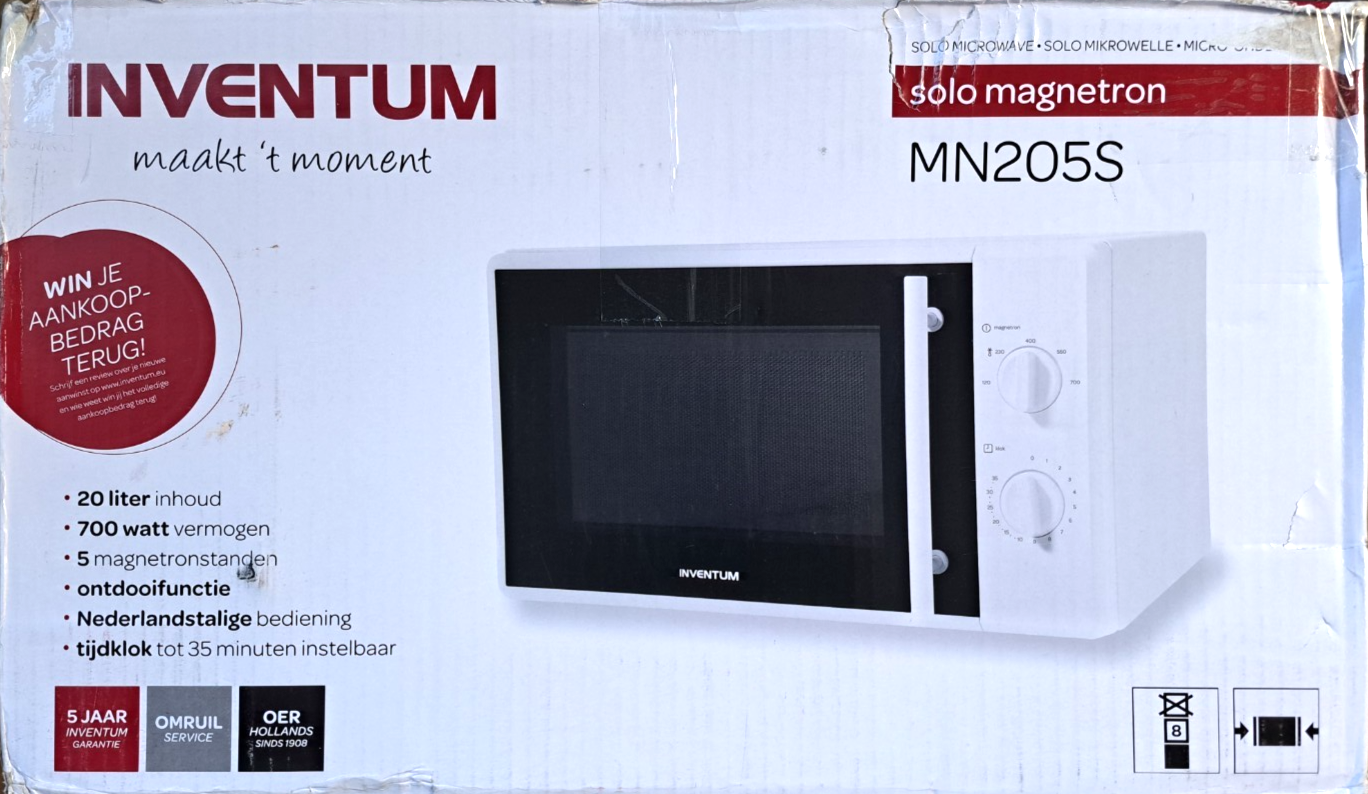 Inventum MN205S Mikrowellen-Arbeitsplatte, 20 l, 700 W, Weiß
