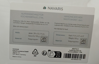 Navaris Auffangschale Küchenabfälle 2er Set Bio Mülleimer Abfallbehälter B6