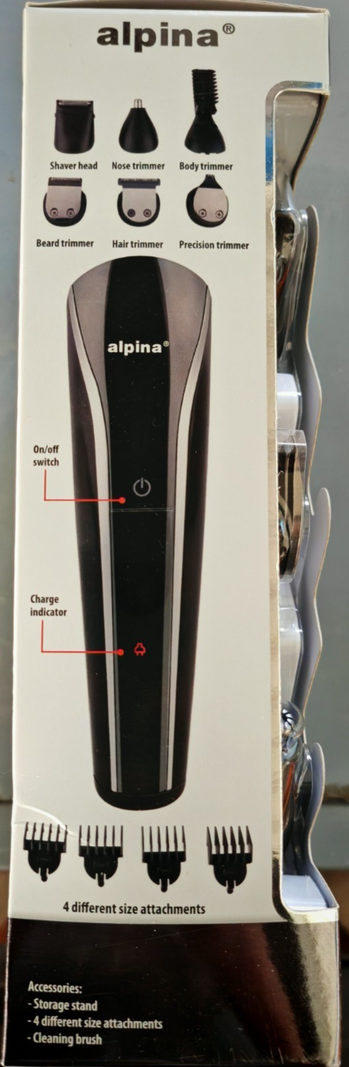 alpina 6in1 Grooming Set Haarschneider Barttrimmer Rasierer 3W Akku Schwarz C-02