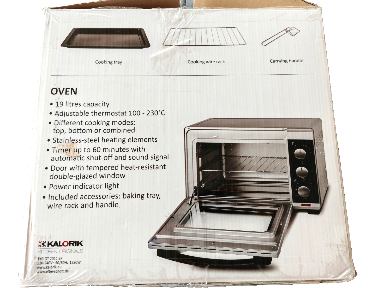 Kalorik TKG OT 2011 SR Minibackofen 19L Grill Backofen Timer 1280W Silber E6