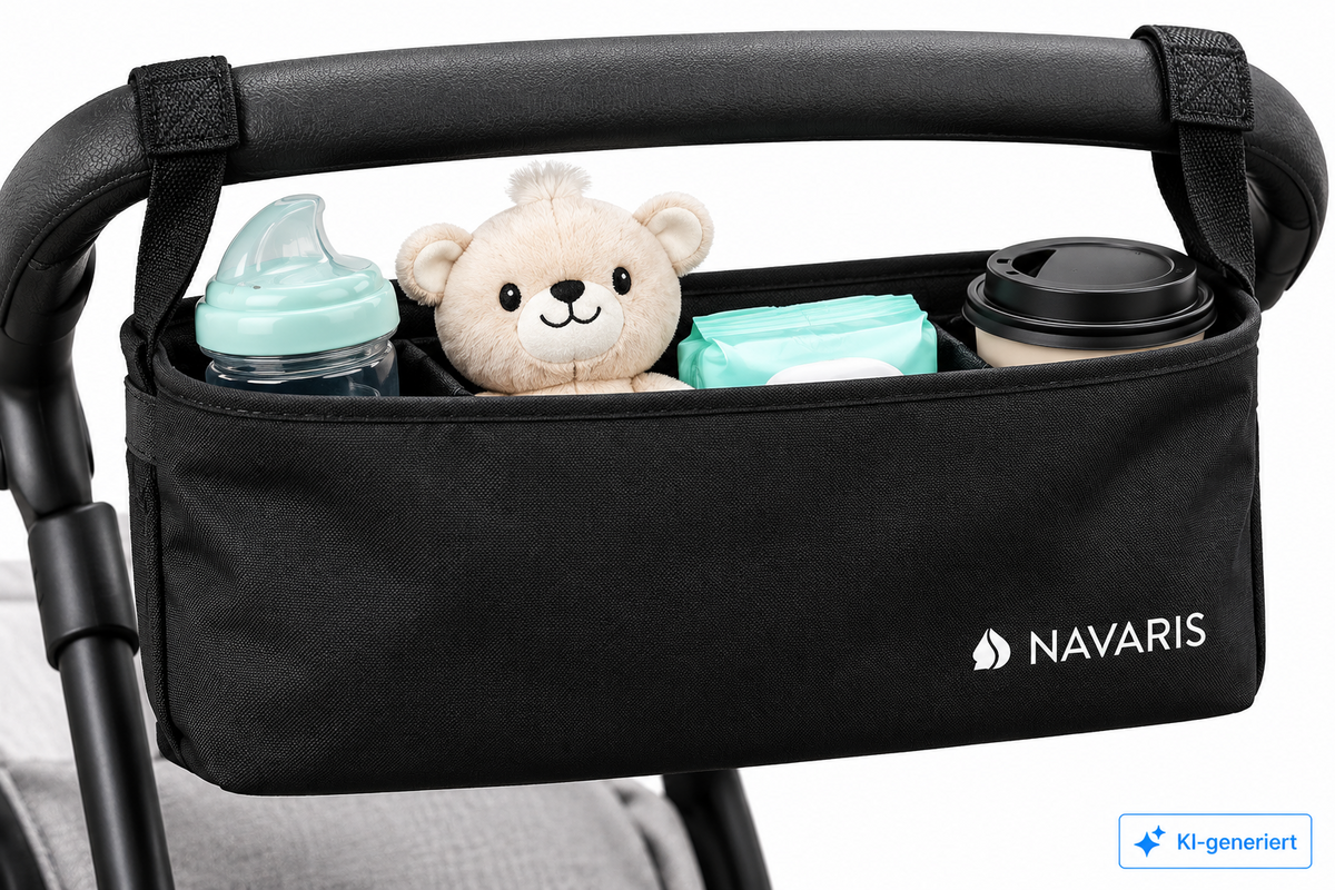 Navaris Kinderwagen Organizer Tasche Schwarz Buggy Wickeltasche 30x12x10 cm F4