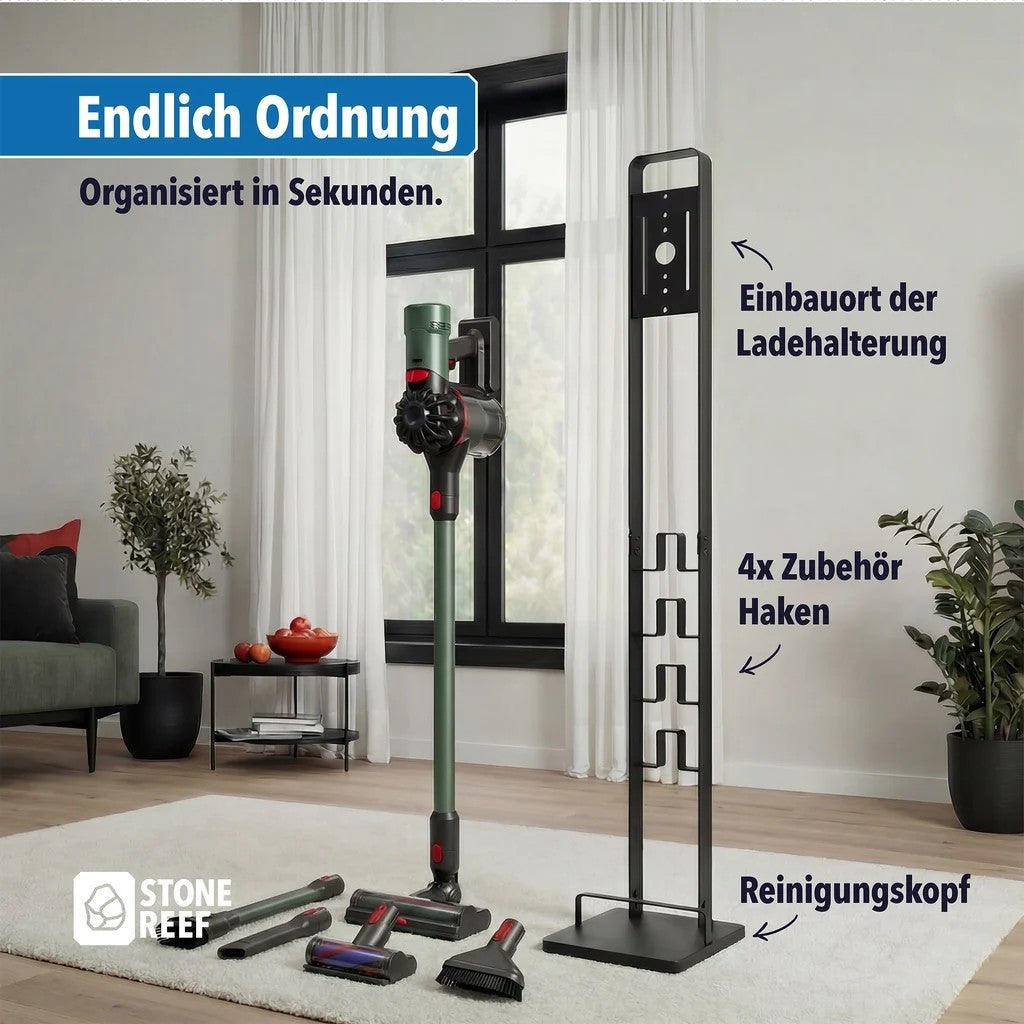 STONEREEF Ständer für Dyson Staubsauger Zubehörhalter ohne Bohren Schwarz B2
