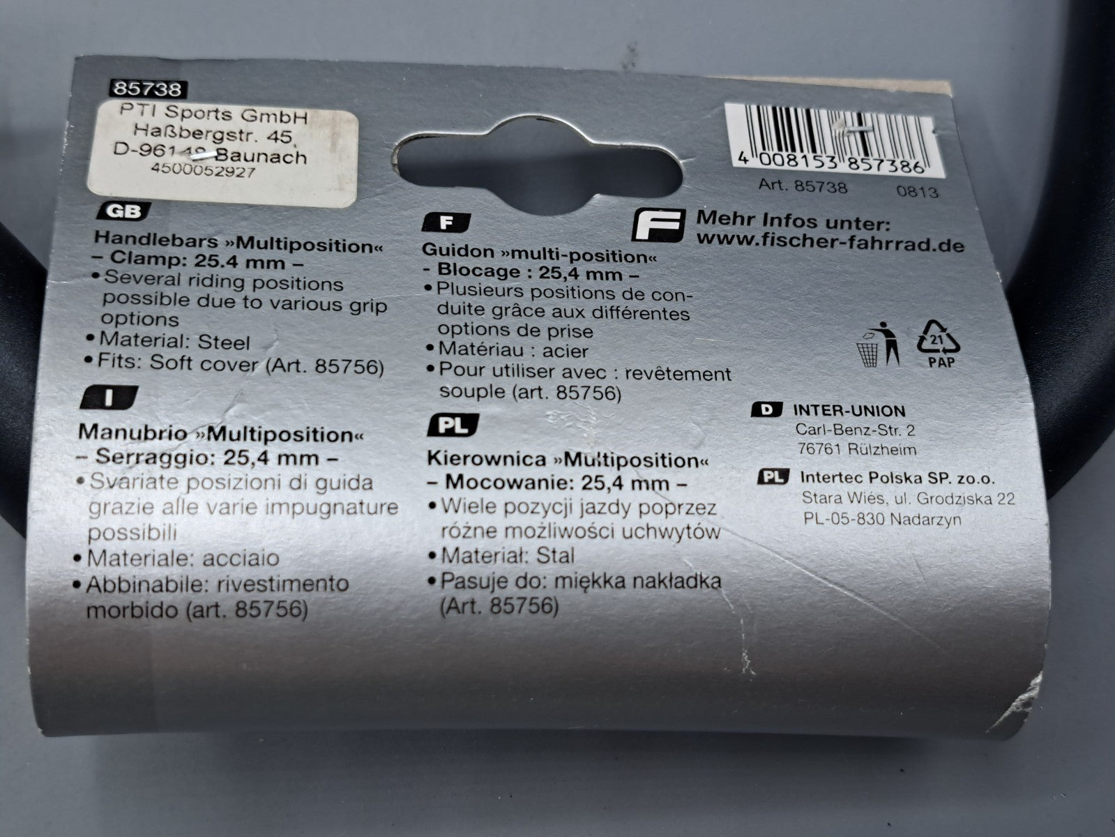 Fischer Fahrradlenker Multiposition, Klemmung 25,4 mm