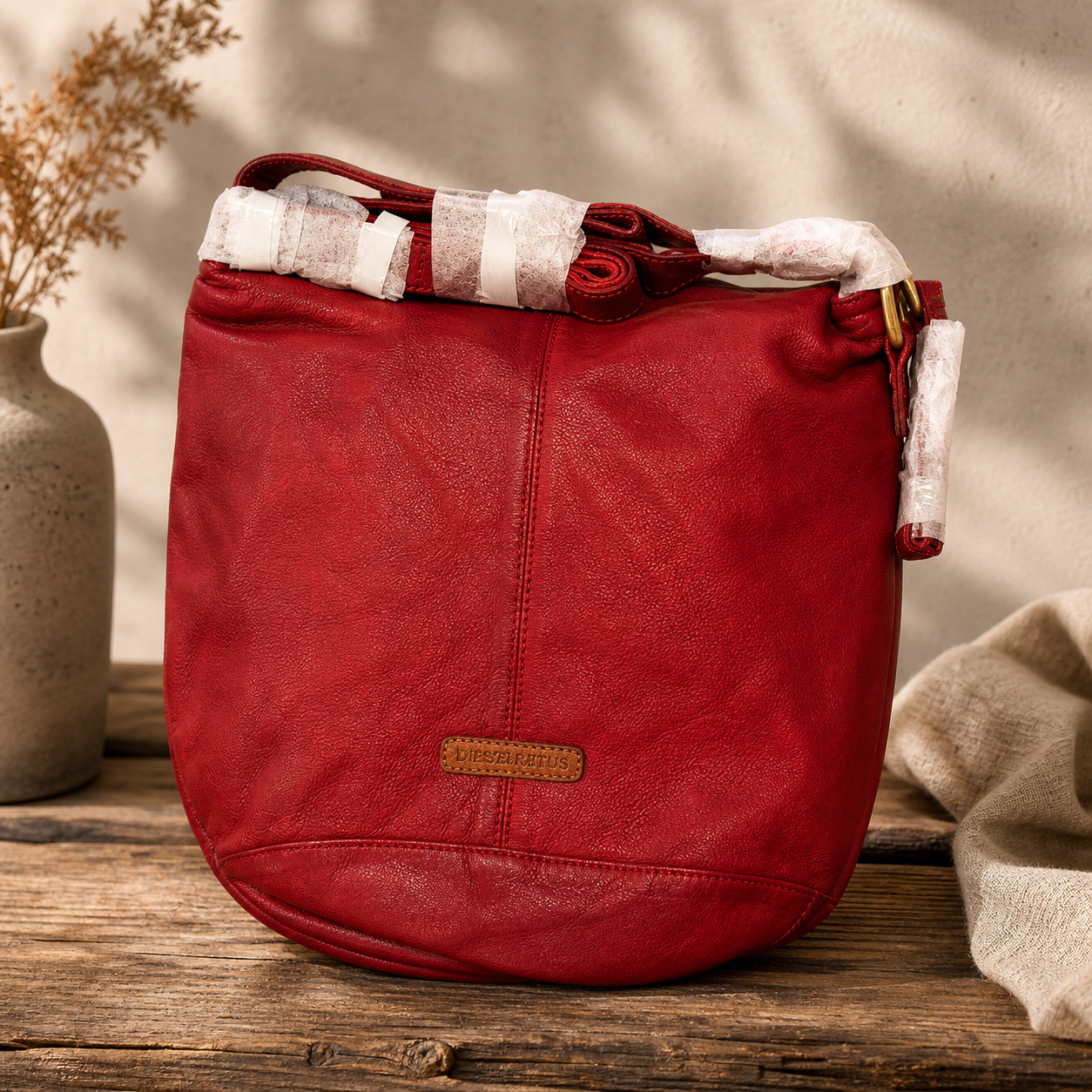 Desiderius Basic Maide Handtasche Rot Echtleder Damen Ledertasche Schulter H2