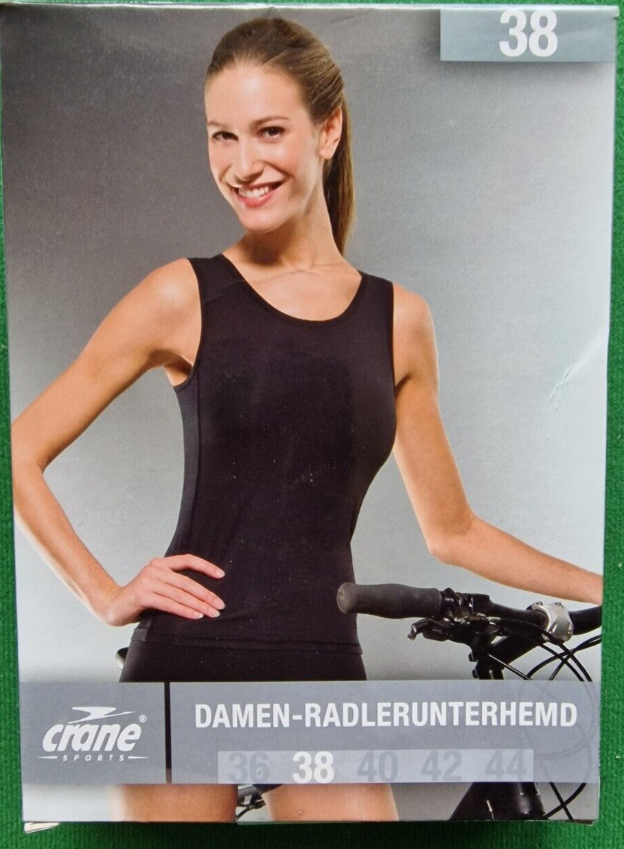 Crane Radlerunterhemd Damen Schwarz Größe 38 Funktionsshirt Sporttop