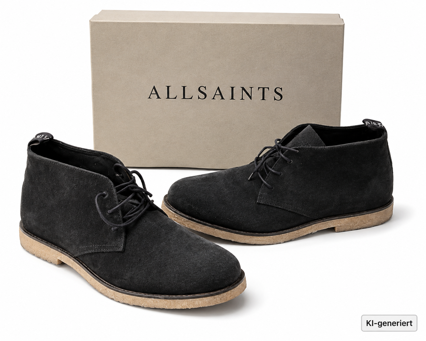AllSaints Luke Chukka Boots Herren Wildleder Schwarz Leder Stiefel Gr. 40 G1